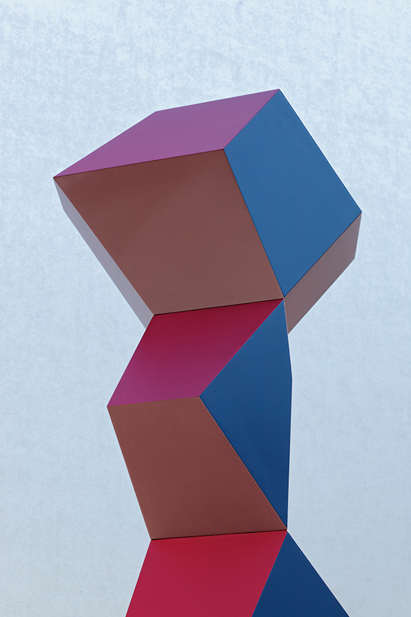 Heavy Metal Stack of Six: Red, Choc & Blue, 2016 by Angela Bulloch (Courtesy of the artist and Simon Lee Gallery)